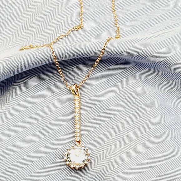 Dazzling Round Sun Flower CZ Long Pendant Necklace for Women, EVGG1112 - Picture 5 of 13